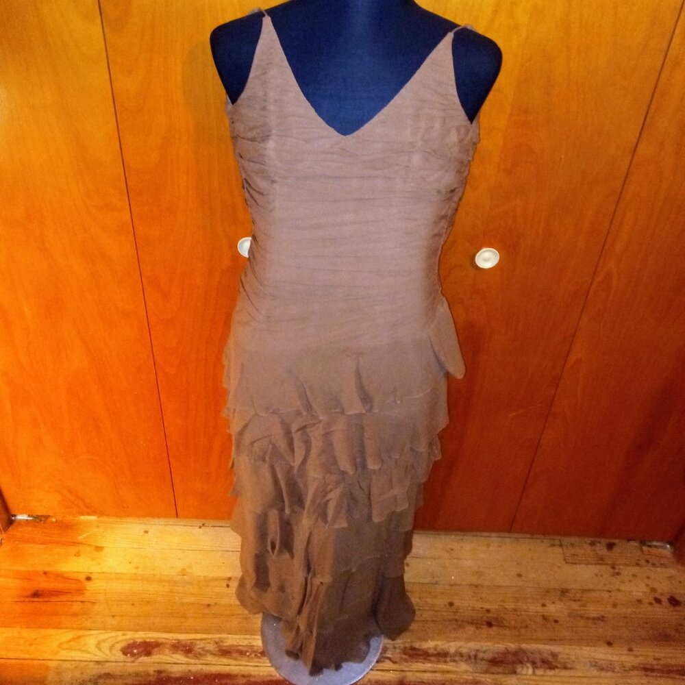 NWOT Kay Unger Light Brown Evening Dress W Matching Shall